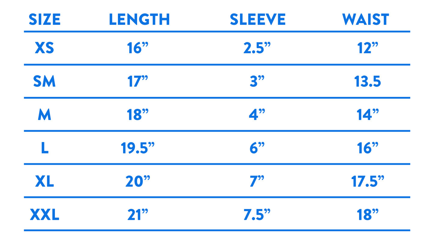 size chart